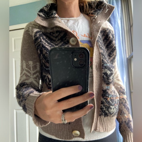 Free People Pattern Wool Sweater Cardigan - Picture 6 of 6